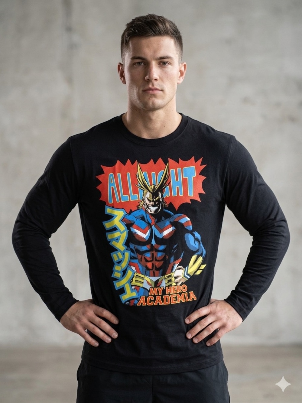My Hero Academia All Might Black Long Sleeve Tee